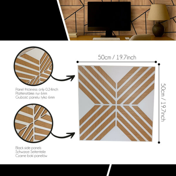 Biały panel 3D z dębowym wzorem
