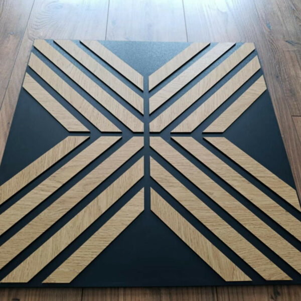Czarny panel 3D z dębem